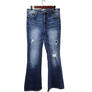 ARIYA Denim Distressed Flared Boho Cowgirl‎ Jeans Blue Women/Juniors Size 11